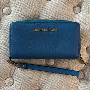 Michael Kors Blue Wallet with Wrist Strap